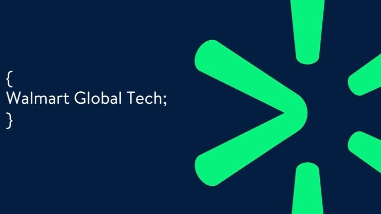 Logo Walmart Global Tech sur fond bleu marine avec le symbole spark vert